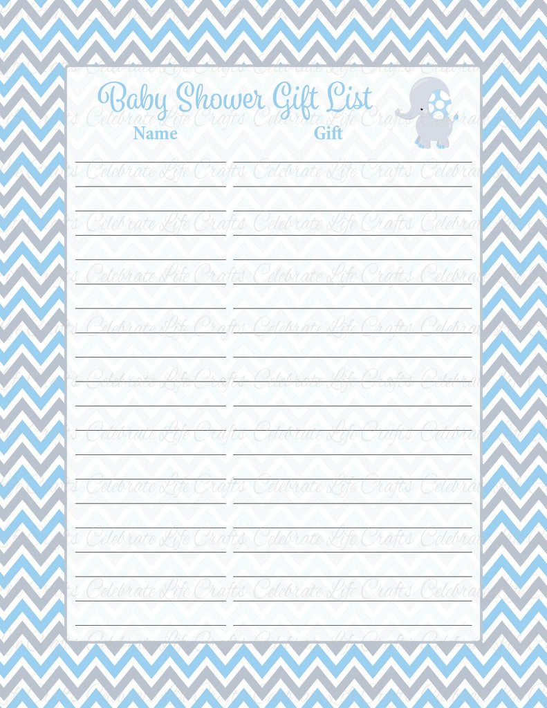 Elephant Baby Shower Gift List