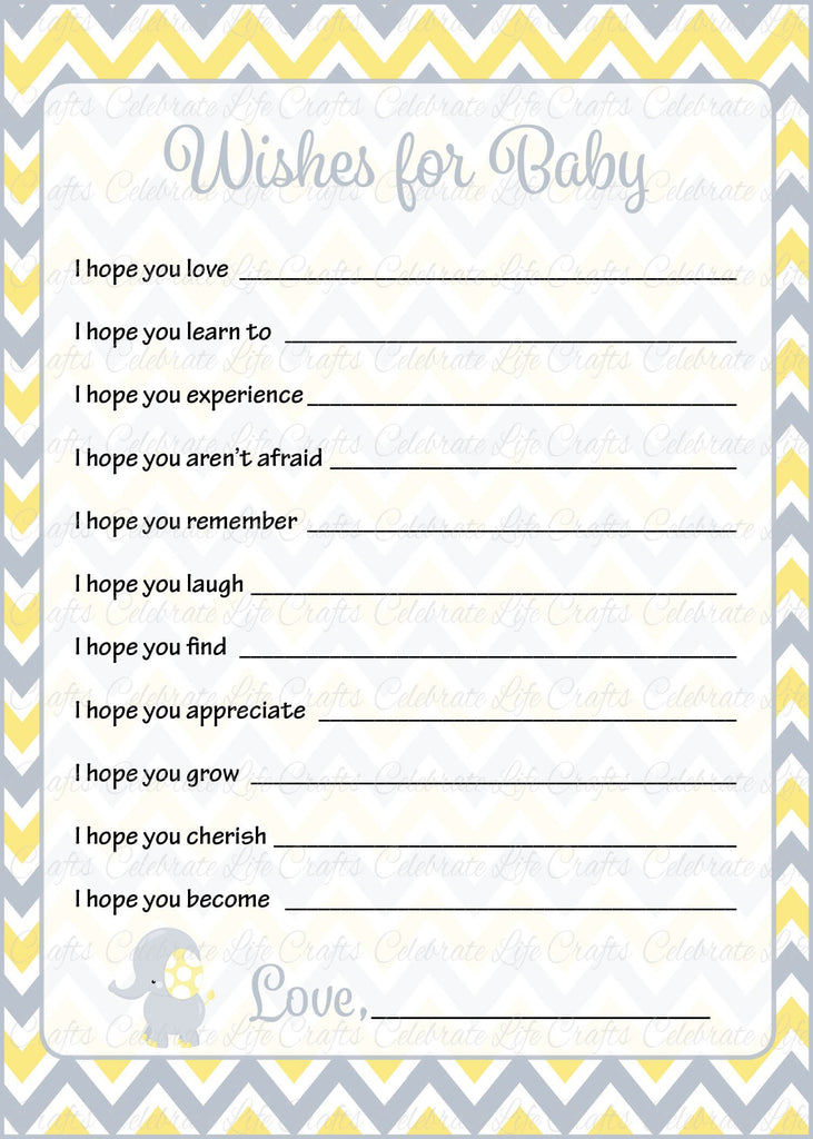 Elephant Baby Shower Wishes for Baby
