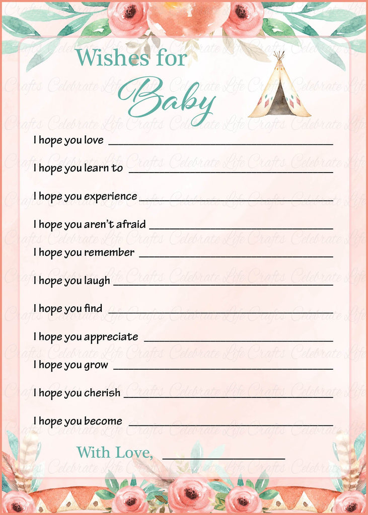 Boho Baby Shower Wishes for Baby
