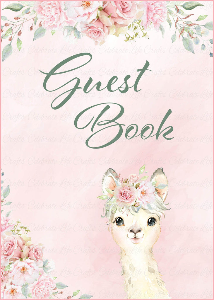 Llama Baby Shower Guest Book Sign