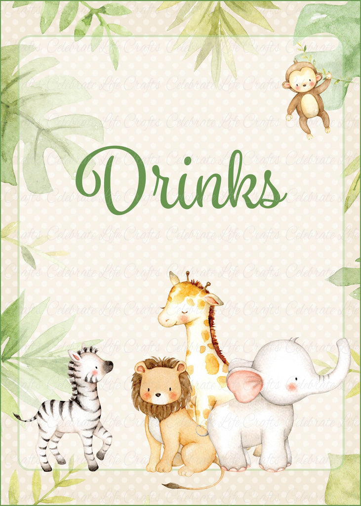  Safari Baby Shower Drinks Sign