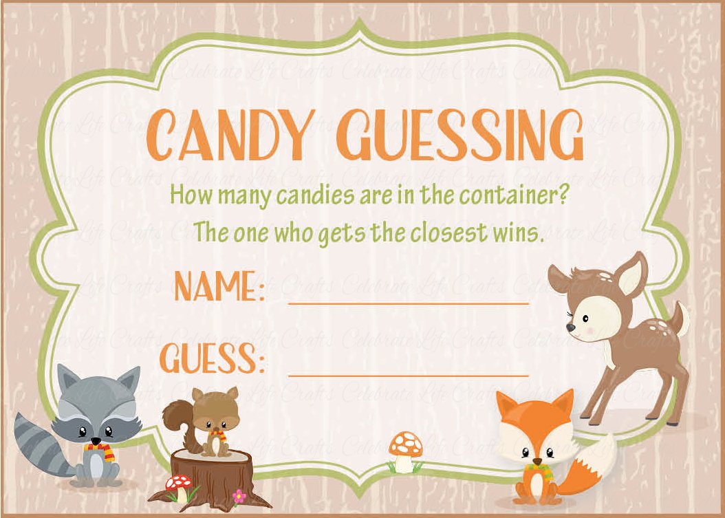Sweet Life Candy Match Baby Shower Game - Forest Animals Woodland