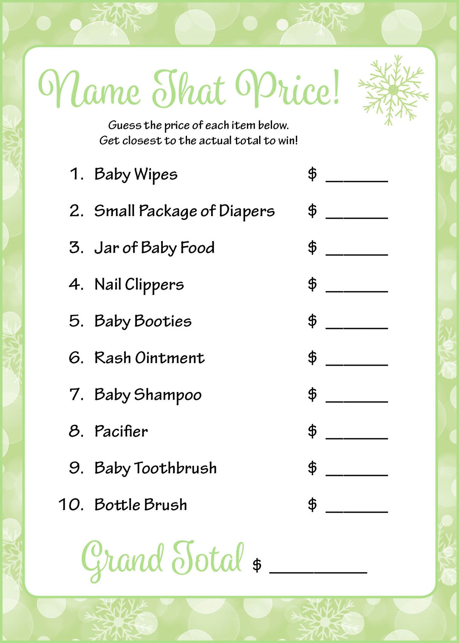 Guess the price baby shower game best sale