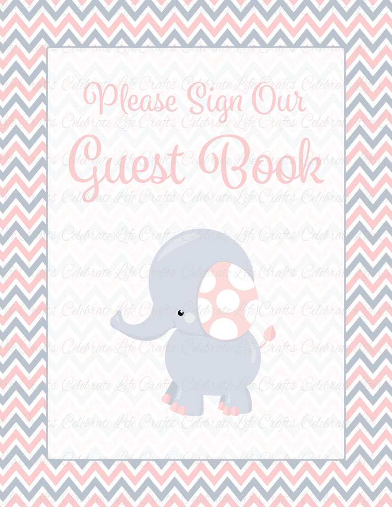 Elephant Baby Shower Guest Book Sign