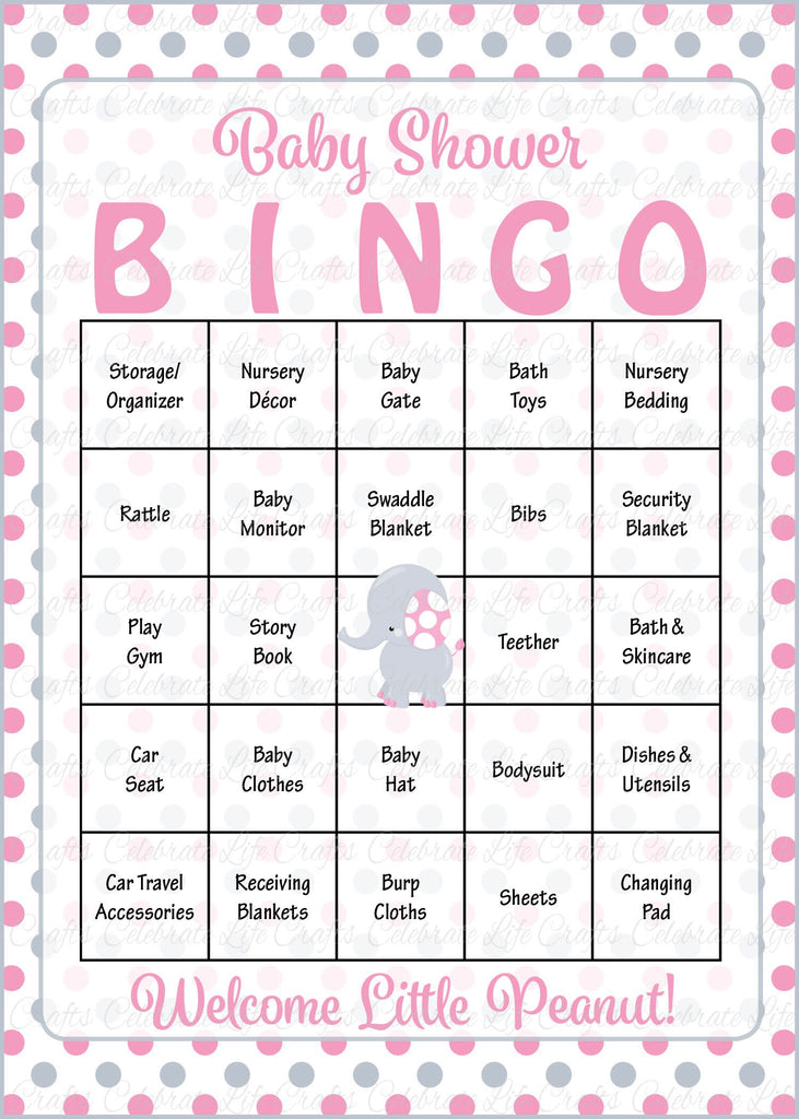 Elephant Baby Shower Bingo Cards