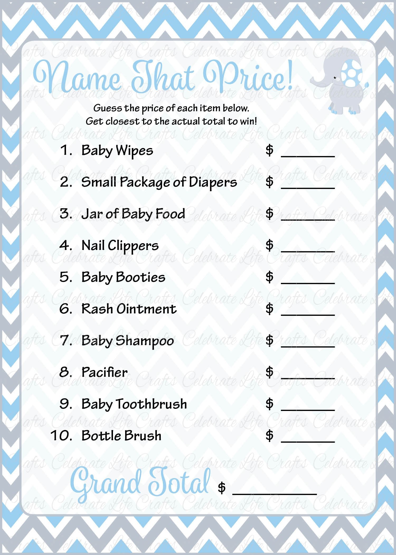 Name That Candy Royal Elephant Themed Baby Shower Game