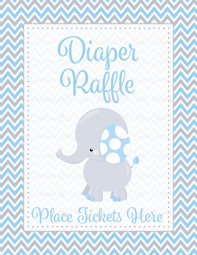 Elephant Baby Shower Diaper Raffle Sign