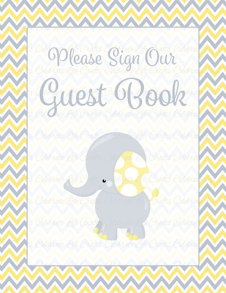 Elephant Baby Shower Guest Book Sign