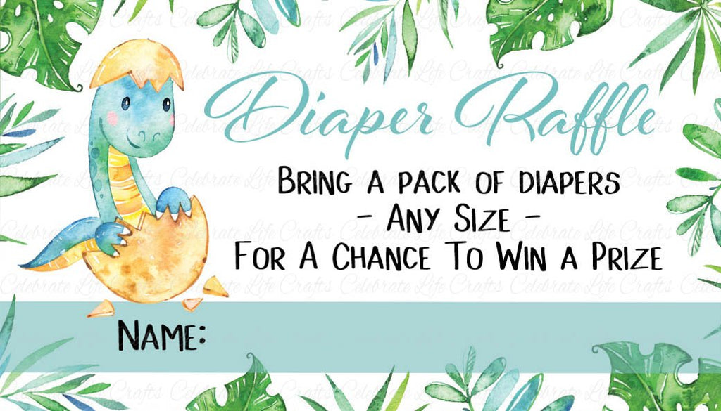 Dinosaur Baby Shower Diaper Raffle Ticket