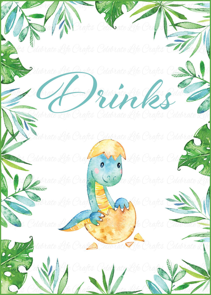 Dinosaur Baby Shower Drinks Sign
