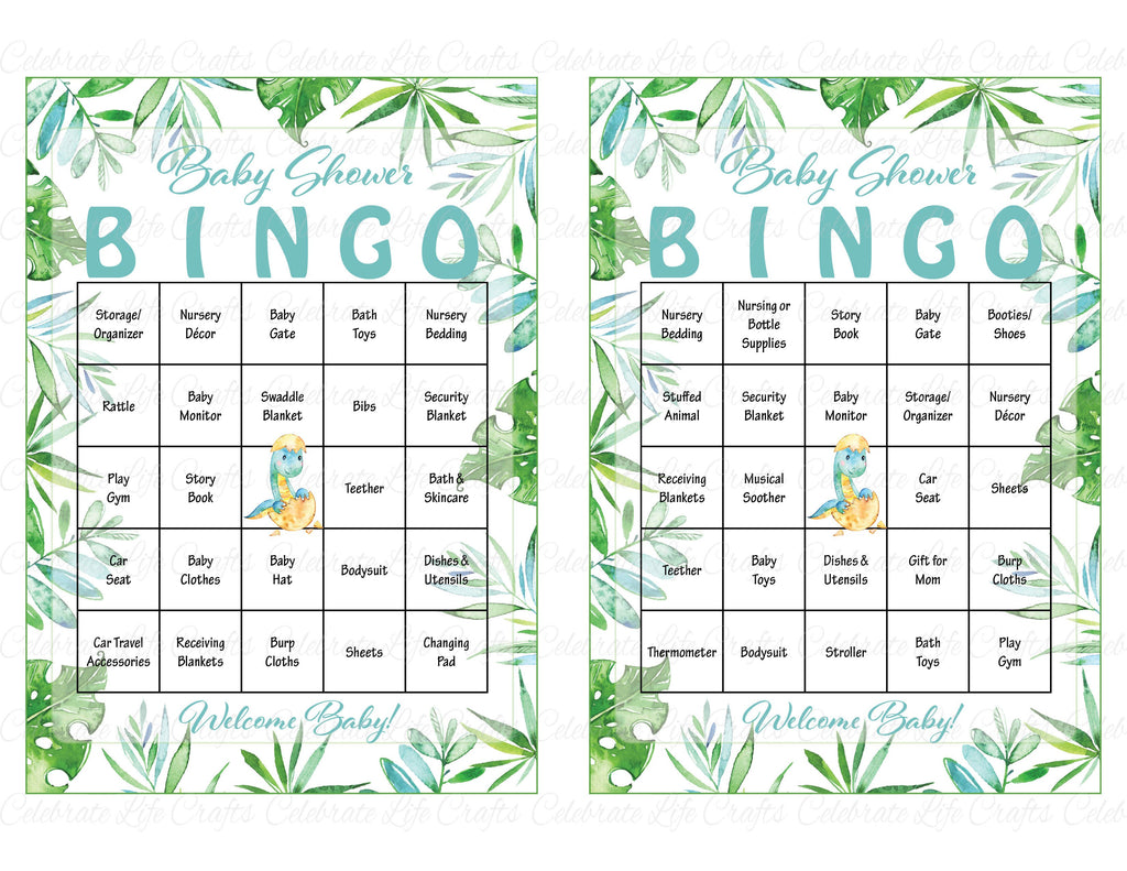 Dinosaur Baby Shower Bingo Cards