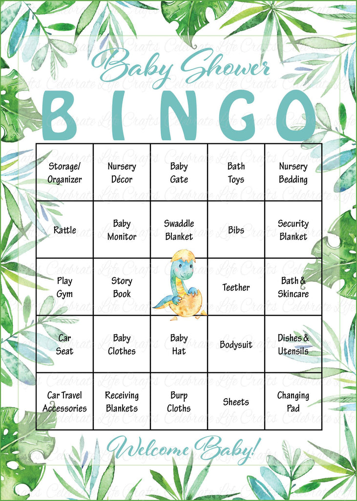 Dinosaur Baby Shower Bingo Cards