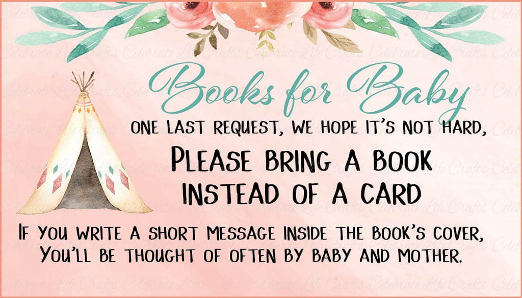 Boho Baby Shower Books for Baby Cards