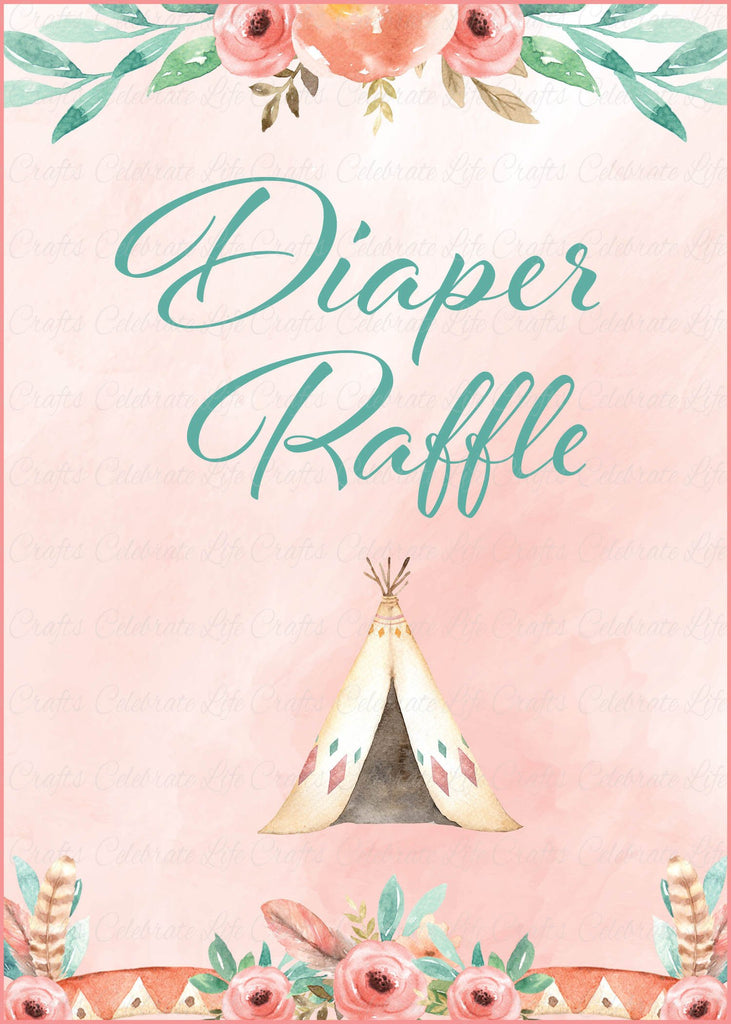 Boho Baby Shower Diaper Raffle Sign