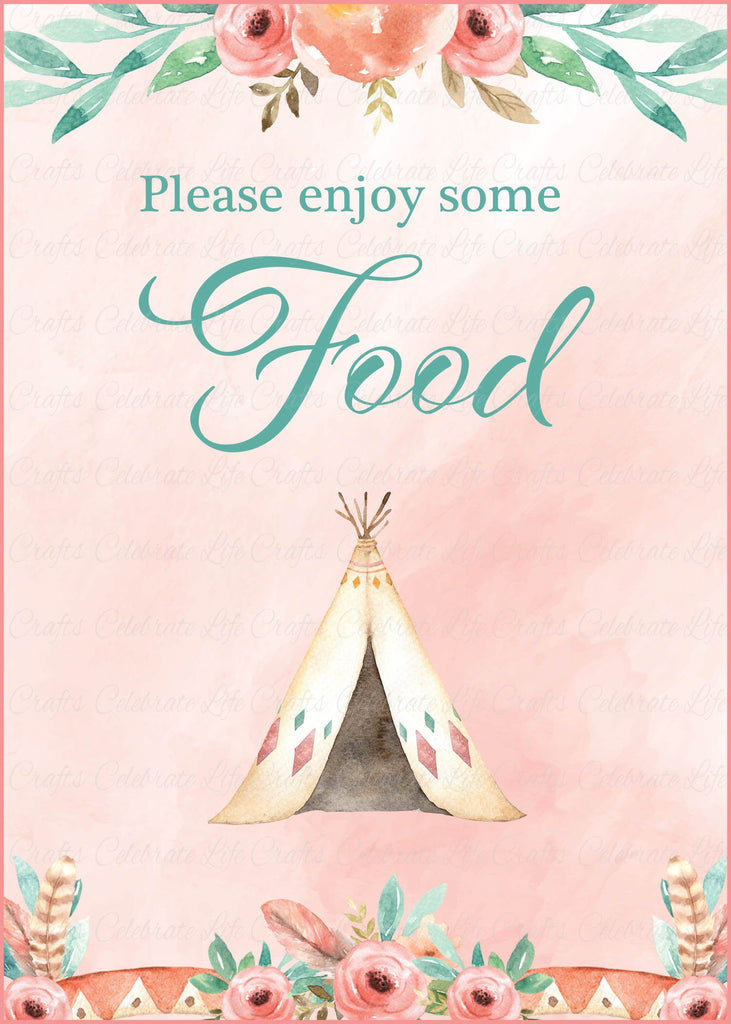 Boho Baby Shower Food Sign