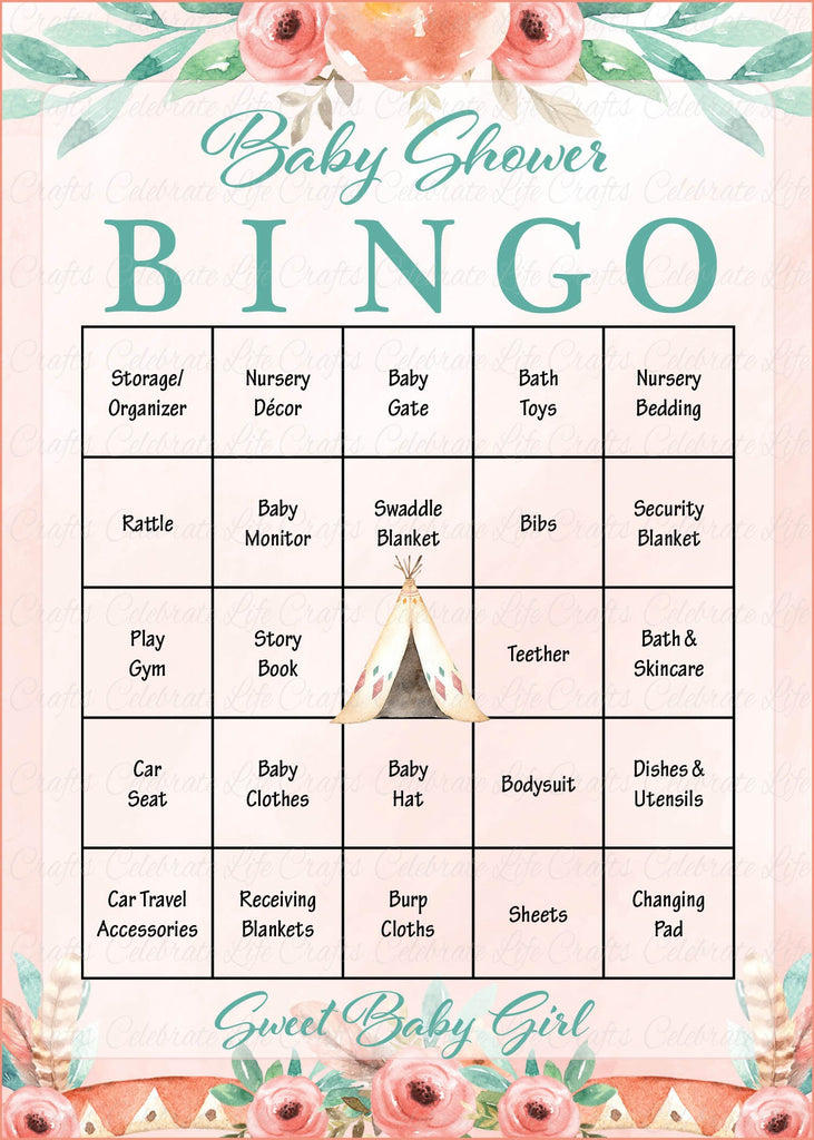 Boho Baby Shower Bingo Cards