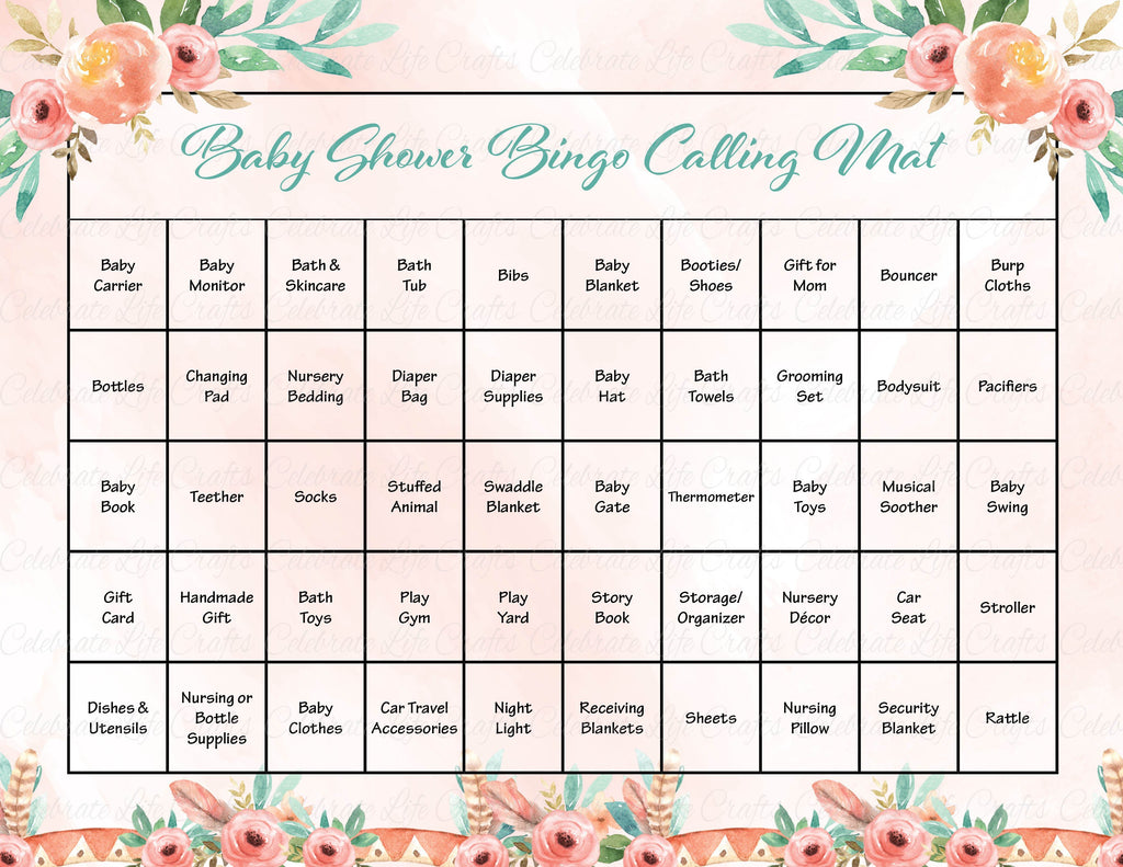 Boho Baby Shower Bingo Calling Mat