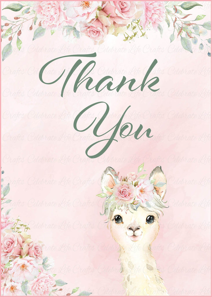 Llama Baby Shower Thank You Sign