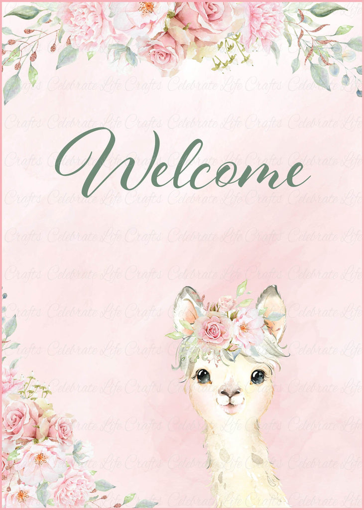 Llama Baby Shower Welcome Sign
