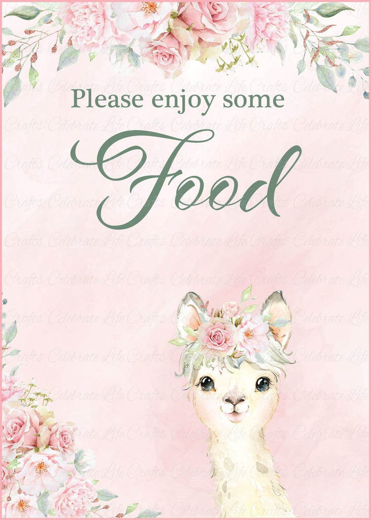 Llama Baby Shower Food Sign