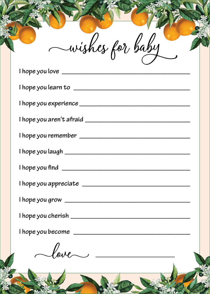 Little Cutie Baby Shower Wishes for Baby