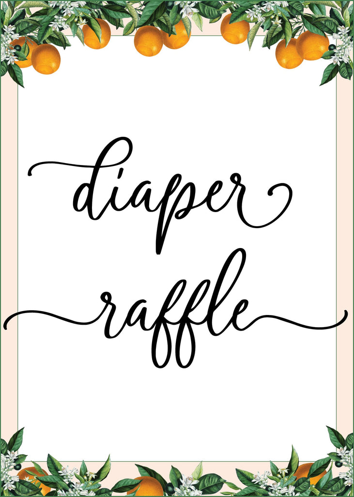 Little Cutie Baby Shower Diaper Raffle Sign