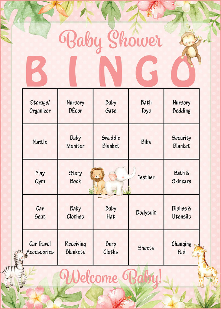 Safari Baby Shower Bingo Cards