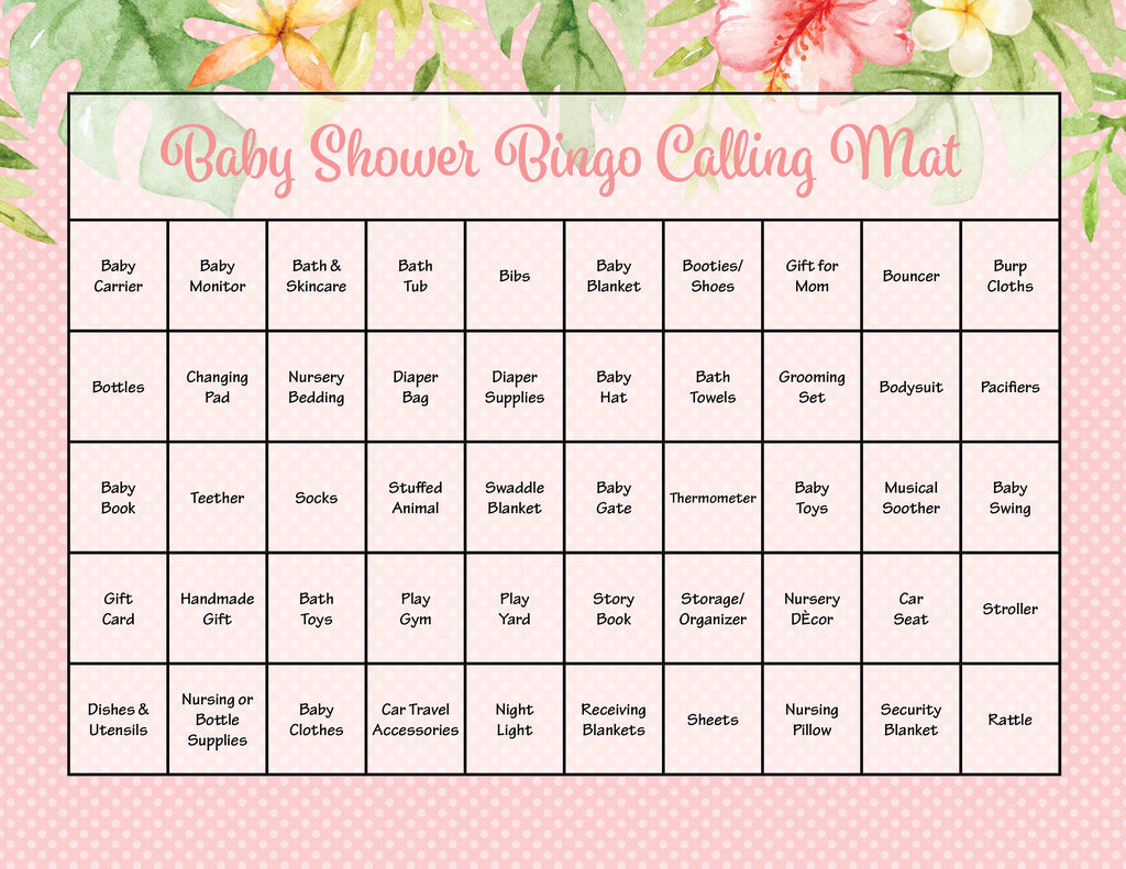 Safari Baby Shower Bingo Calling Mat