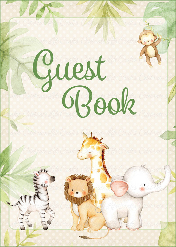  Safari Baby Shower Guest Book Sign