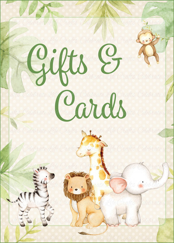  Safari Baby Shower Gifts & Cards Sign