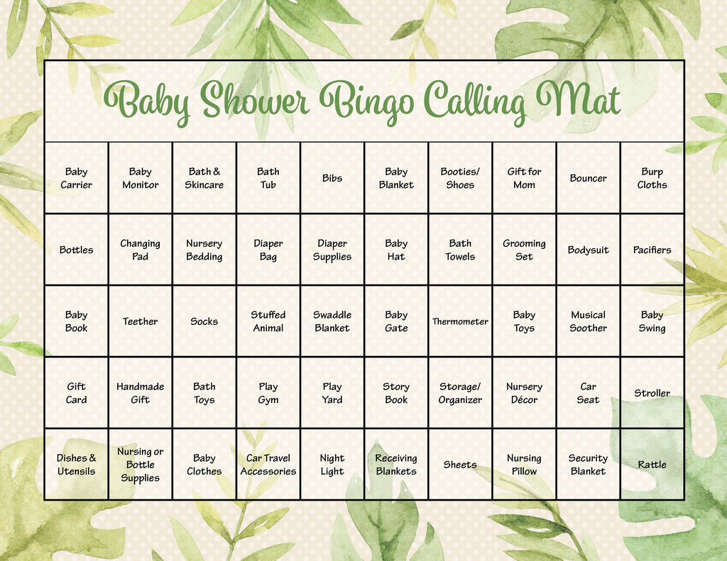 Safari Baby Shower Bingo Calling Mat
