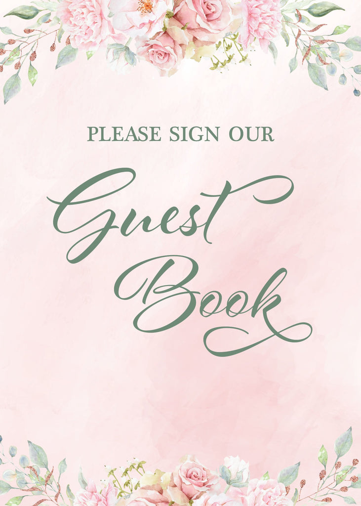 Pink Floral Bridal Shower Guest Book Sign