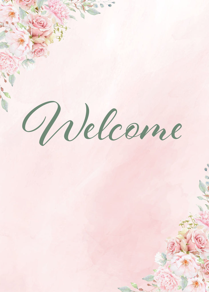 Pink Floral Bridal Shower Welcome Sign