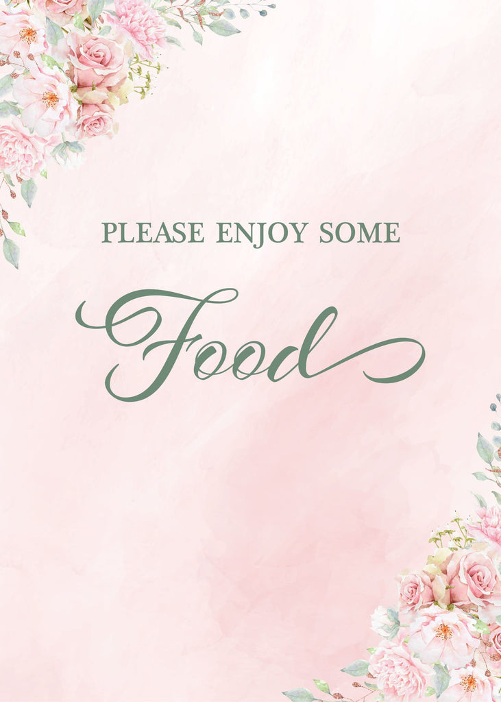 Pink Floral Bridal Shower Food Sign